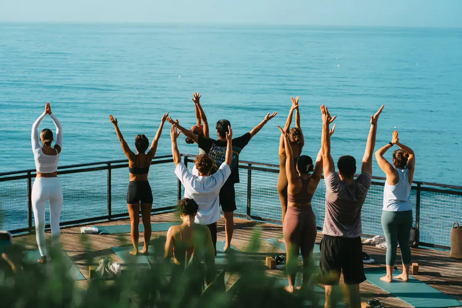 A morning yoga flow on a deck overlooking the Atlantic